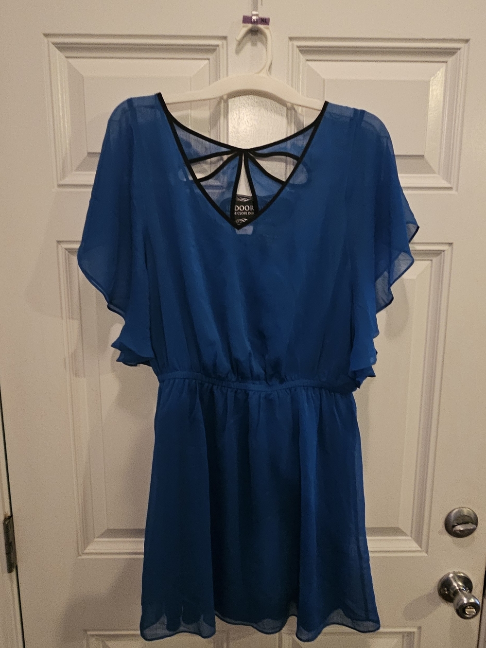 Express Royal Blue Chiffon Mini Dress with Cutout Back